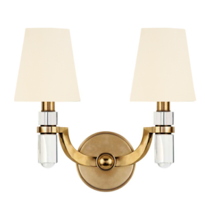 982-AGB_Hudson Valley Dayton 2-Light Wall Sconce in Crystal and Aged Brass