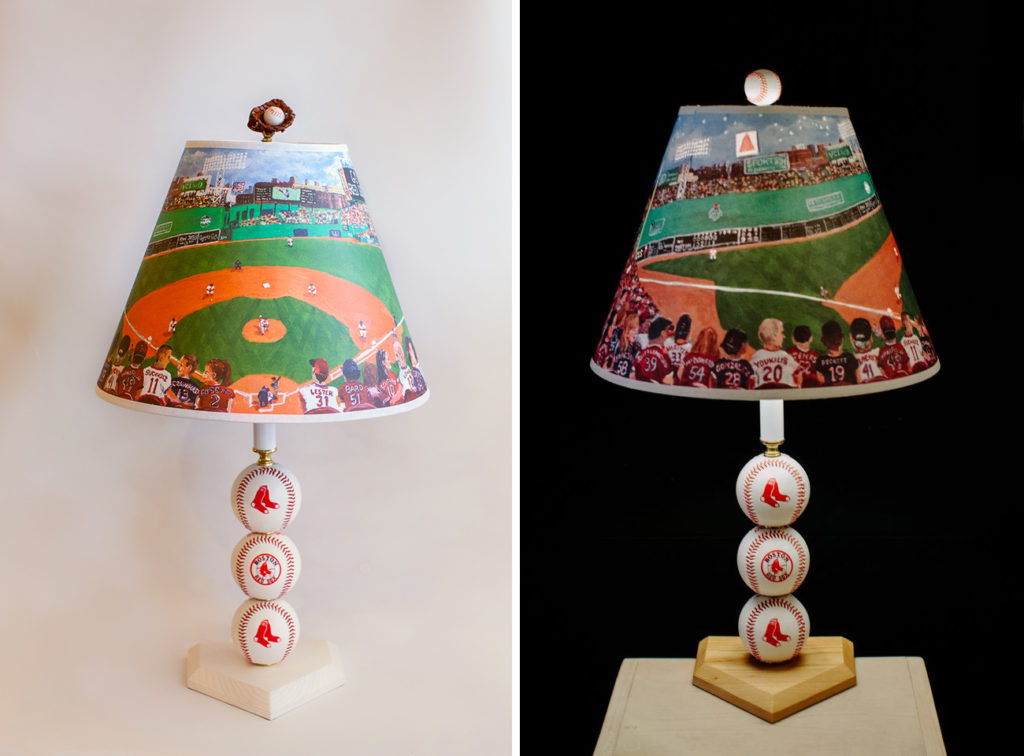 Red Sox Table Lamp with a Day Game / Night Game Lampshade