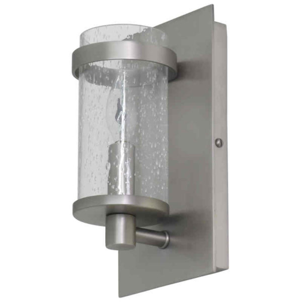 LS206-SP_House of Troy Lake Shore Single Light Wall Sconce in Seeded Glass and a Satin Pewter Finish