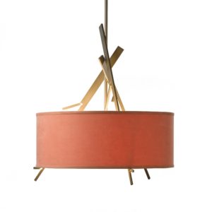 136620-07-Hubbardton Forge Arbo Adjustable Pendant with a Terra Micro-Suede Lampshade