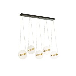 134409-31-YT517_Hubbardton Forge Otto Five Light Pendant with Glass Spheres