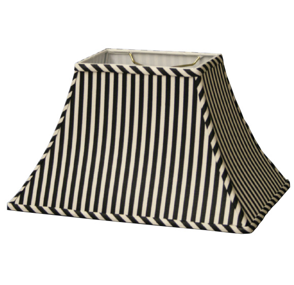 Rectangle Bell Hardback Lampshade in Black and White Stripe