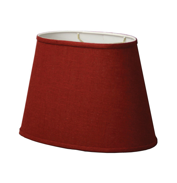 Oval Hardback Lampshade in Red Linen