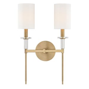 8512-AGB Hudson Valley Amherst 2-Arm Wall Sconce in Aged Brass