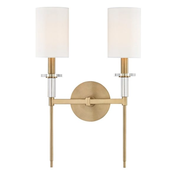 8512-AGB Hudson Valley Amherst 2-Arm Wall Sconce in Aged Brass