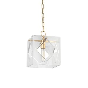 5909-PN_Hudson Valley Travis Single Light Acrylic Pendant with Polished Nickel Accents