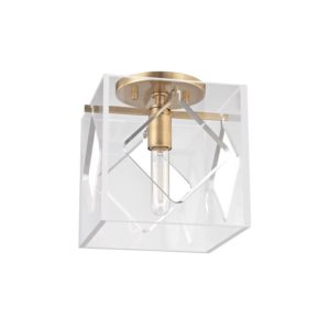 5909F-PN_Hudson Valley Travis Single Light Acrylic Flush Mount Ceiling Fixture with Polished Nickel Accents
