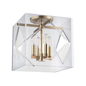 5912F-AGB_Hudson Valley Travis 4-Light Acrylic Flush Mount Ceiling Fixture with Aged Brass Accents