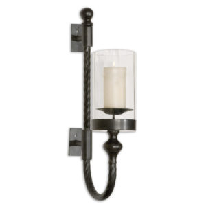 Uttermost Garvin Twist Metal Sconce With Candle 19476
