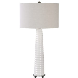 Uttermost Mavone Gloss White Table Lamp 27135 1