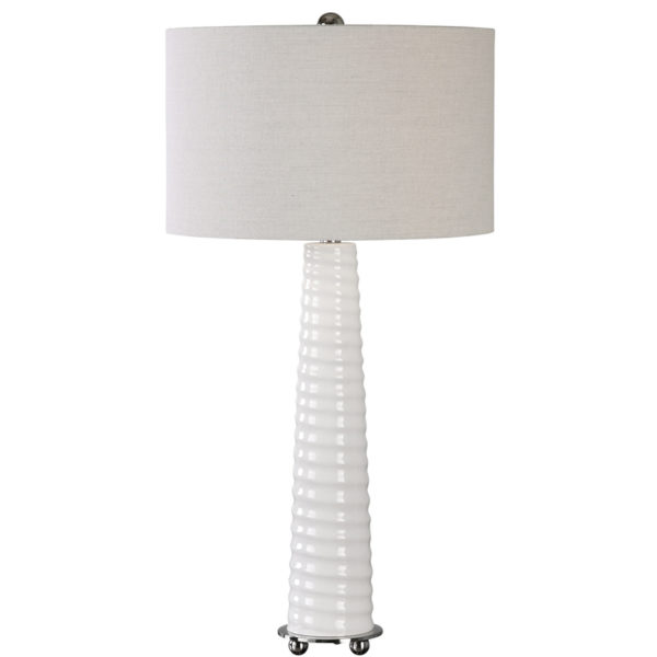 Uttermost Mavone Gloss White Table Lamp 27135 1
