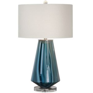 Uttermost Pescara Teal Gray Glass Lamp 27225 1