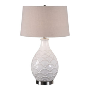 Uttermost Camellia Glossed White Table Lamp 27534 1