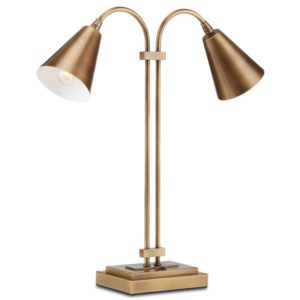 Currey Symmetry Brass Double Desk Lamp 6000 0784