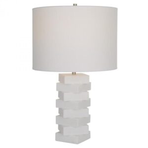Uttermost Ascent White Geometric Table Lamp 30164 1