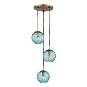 3 LIGHT PENDANT WITH BLUE GLASS 2033 AGB BL