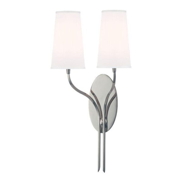 2 LIGHT WALL SCONCE w/WHITE SHADE 3712 PN WS