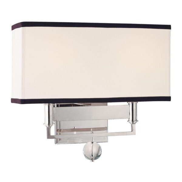 2 LIGHT WALL SCONCE WITH BLACK TRIM ON SHADE 5642 PN