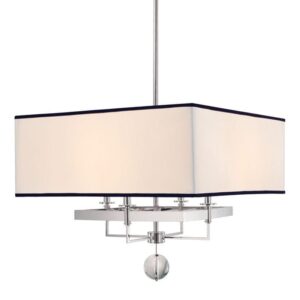 4 LIGHT CHANDELIER WITH BLACK TRIM ON SHADE 5646 PN