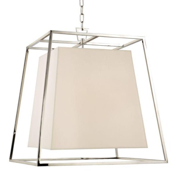 6 LIGHT CHANDELIER w/WHITE SHADE 6924 PN WS