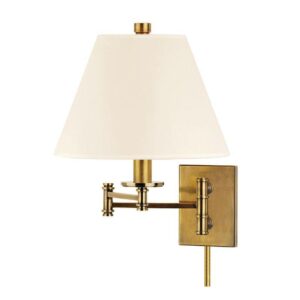 1 LIGHT WALL SCONCE WITH PLUG w/WHITE SHADE 7721 AGB WS