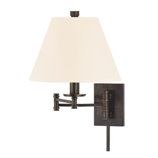 1 LIGHT WALL SCONCE WITH PLUG w/WHITE SHADE 7721 OB WS