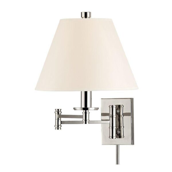 1 LIGHT WALL SCONCE WITH PLUG w/WHITE SHADE 7721 PN WS
