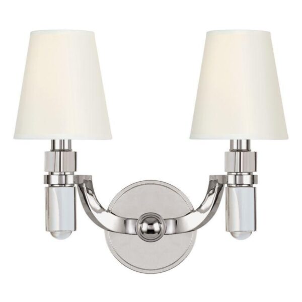 2 LIGHT WALL SCONCE w/WHITE SHADE 982 PN WS