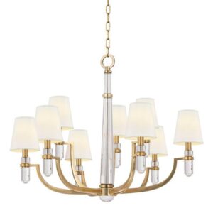 9 LIGHT CHANDELIER w/WHITE SHADE 989 AGB WS