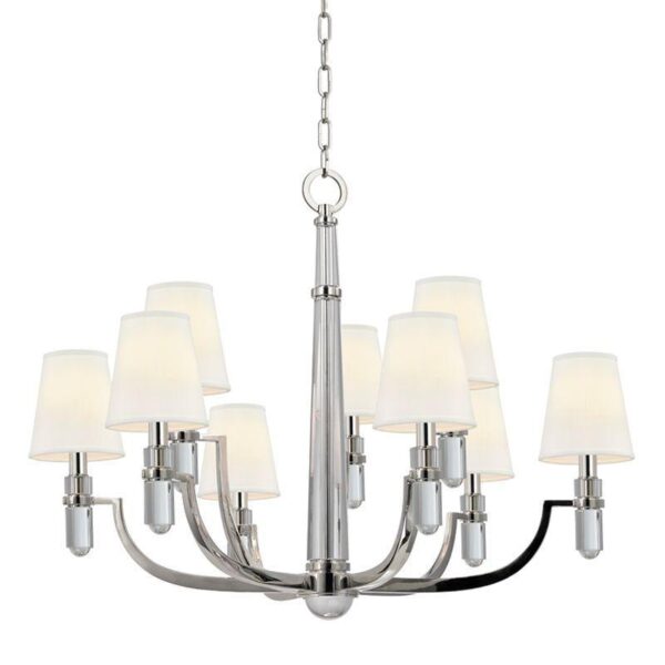 9 LIGHT CHANDELIER w/WHITE SHADE 989 PN WS