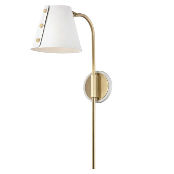 Mitzi by Hudson Valley Lighting Meta Plug in Sconce HL174201 AGB WH
