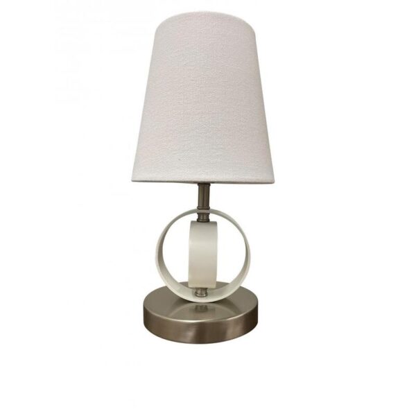 House of Troy Bryson Mini 4" Double Ring Satin Nickel/White Accent Lamp B209 SN WT