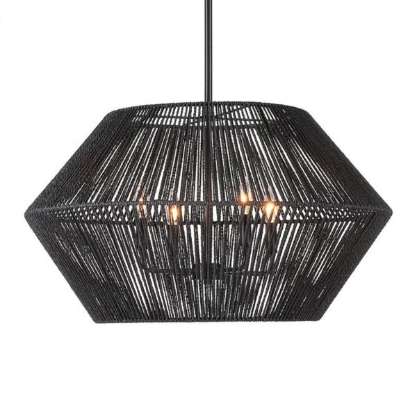 Uttermost Suva 4 Light Black Rope Pendant 21589