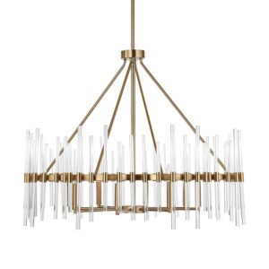 Uttermost Crystal Stick 8 Light Brass Chandelier 21389