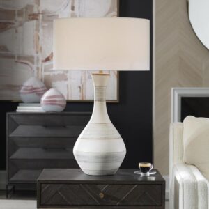 Uttermost Potter Striped Ivory Blue Table Lamp 30381 1