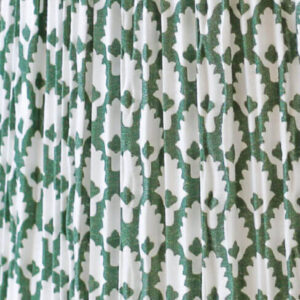 Deep Drum Hardback Lampshade - Green and White Mushroom Pleat