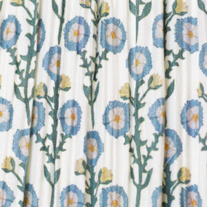 Deep Drum Hardback Lampshade - Light Blue and White Floral Mushroom Pleat