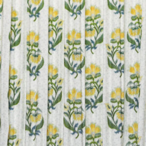 Deep Drum Hardback Lampshade - Green and Gold Floral Mushroom Pleat