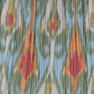 Deep Drum Hardback Lampshade - Cyan Ikat Patterned Mushroom Pleat