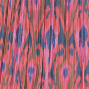 Deep Drum Hardback Lampshade - Blue and Red Ikat Patterned Mushroom Pleat