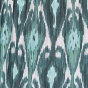 Deep Drum Hardback Lampshade - Blue and Green Ikat Patterned Mushroom Pleat